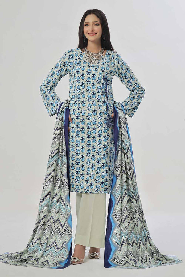 3 Piece Unstitched Printed Cotton Linen Suit