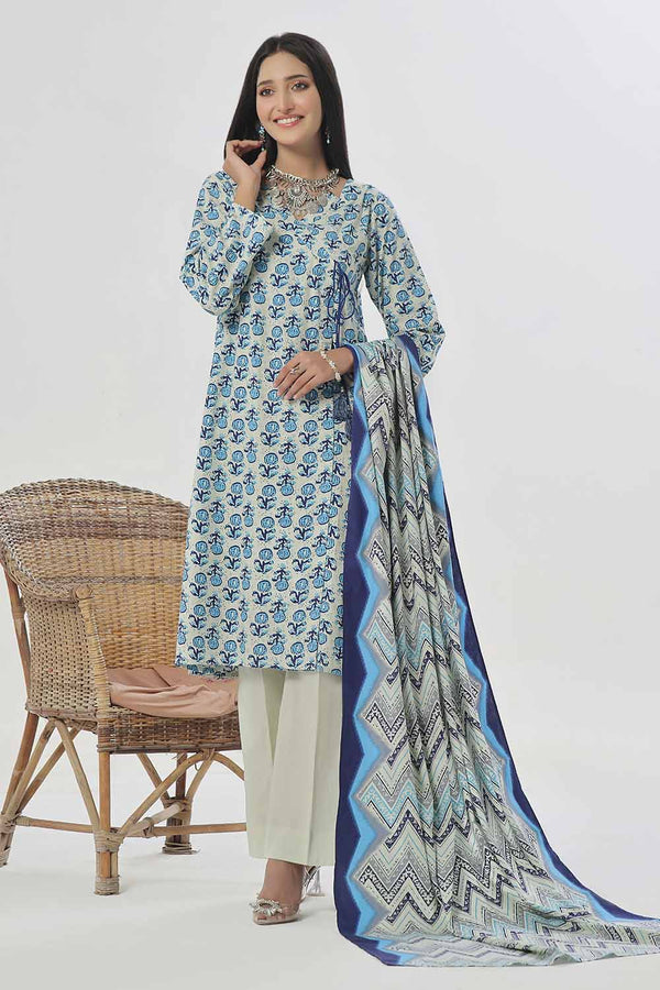 3 Piece Unstitched Printed Cotton Linen Suit