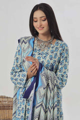 3 Piece Unstitched Printed Cotton Linen Suit