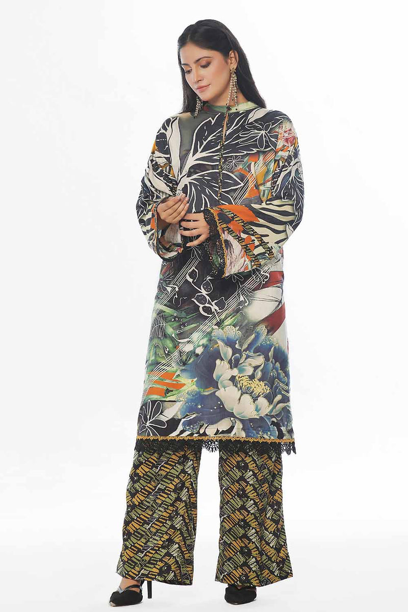 2 Piece Unstitched Printed Linen Suit