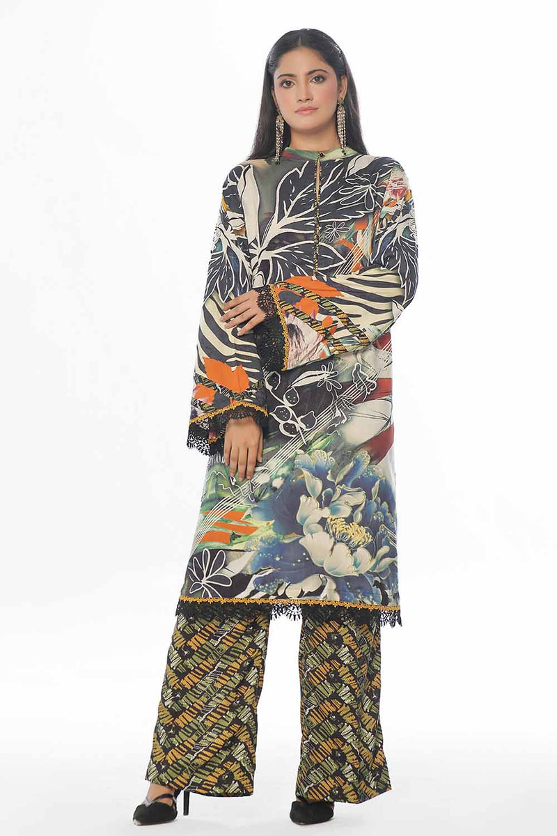 2 Piece Unstitched Printed Linen Suit