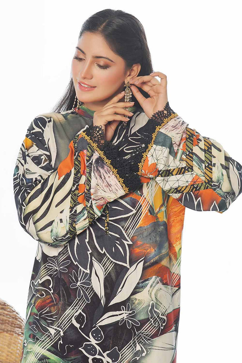2 Piece Unstitched Printed Linen Suit