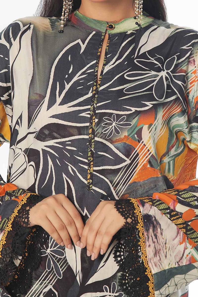 2 Piece Unstitched Printed Linen Suit